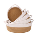 Small Storage Woven Baskets Shelves Natural Cotton Rope Bins with Handle Toilet Tank Paper for Countertop Cute Gifts Organizing 