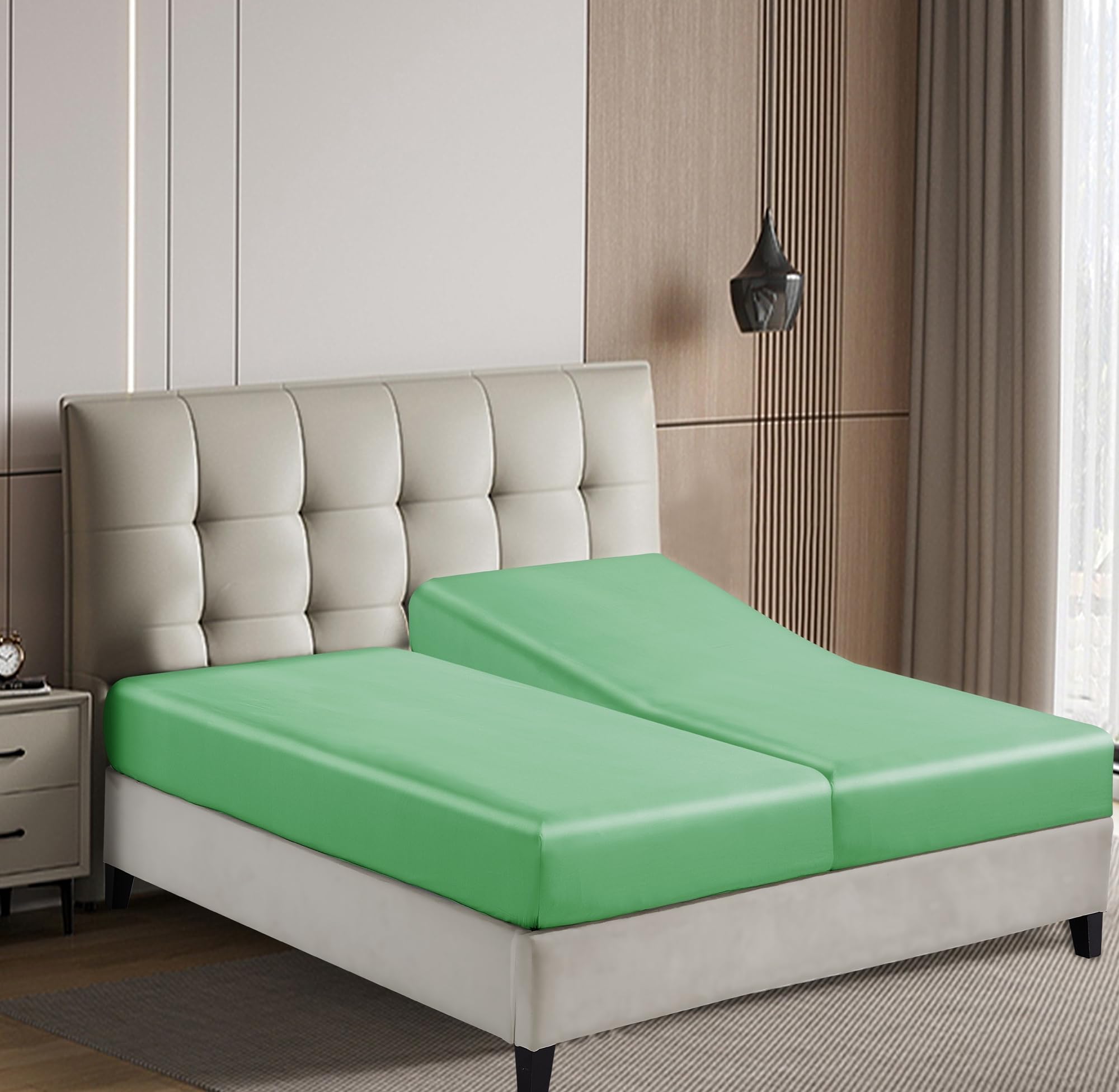 Bamboo Viscose Fitted Sheet 1 Pack Split King Size Only,400 Thread Count2-pack 80''x39'',8-16'' Deep Pocket,Bottom Sheet Colorfa