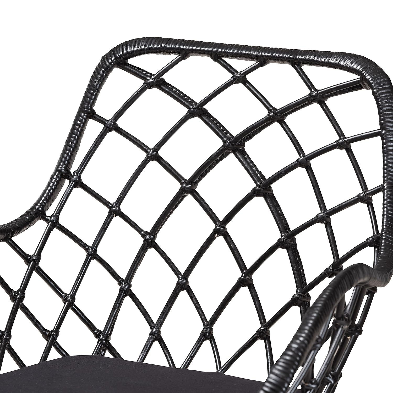 Baxton Studio Ballerina Modern Bohemian Black Finished Rattan and Metal 2-Piece Dining Chair Set