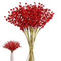 Megoogo 16 Pack Artificial Red Berry Stems Holly for Christmas Tree Decorations for Crafts, Holiday and Home Decor