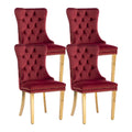 Velvet Dining Chairs Set Of 4, Dining Room Chairs Set Of 4, Tufted Upholstered Dining Room Chair, Back Ring Pull Trim, Golden St