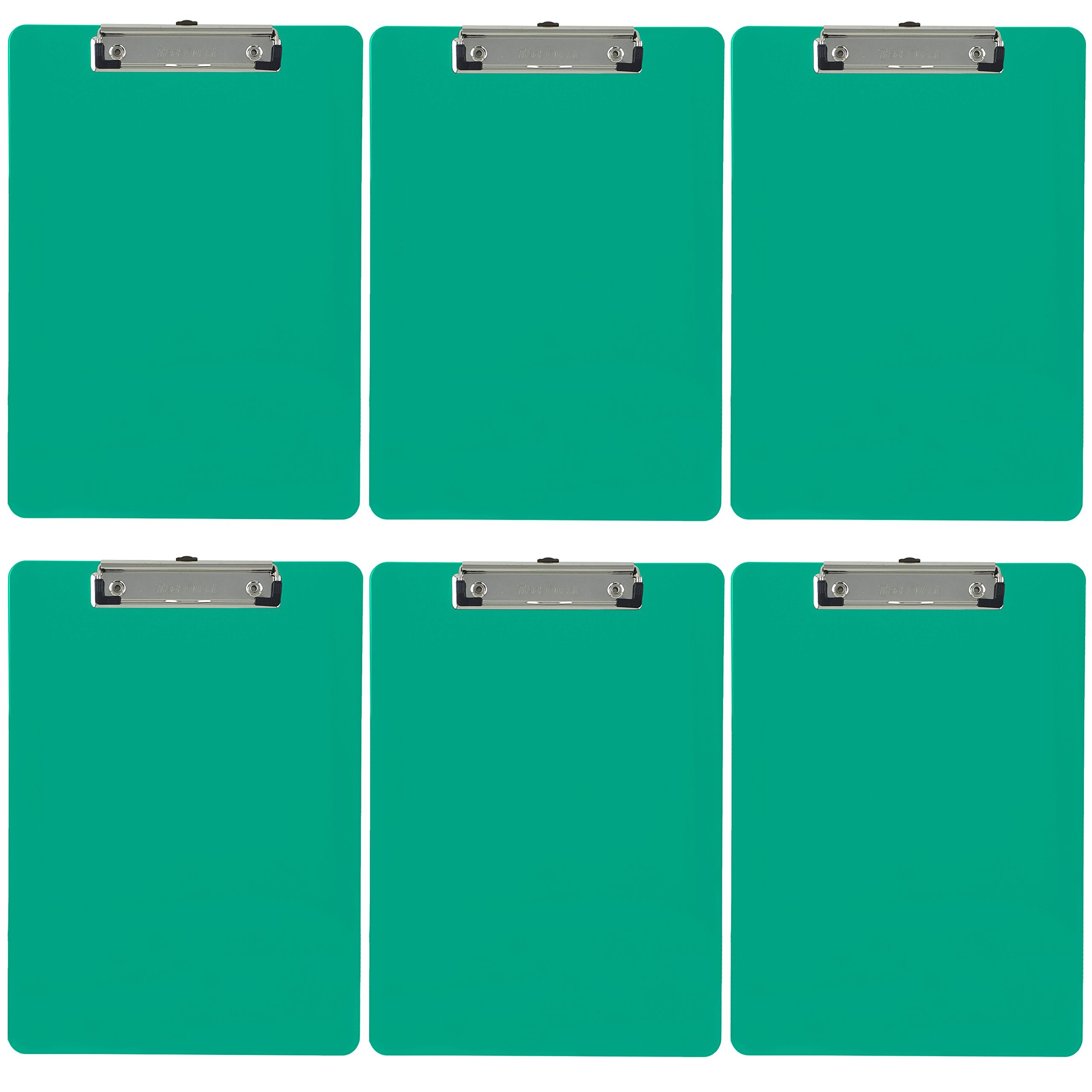 Trade Quest Plastic Clipboard Opaque Color Letter Size Low Profile Clip (Pack Of 6) (Sea Green)