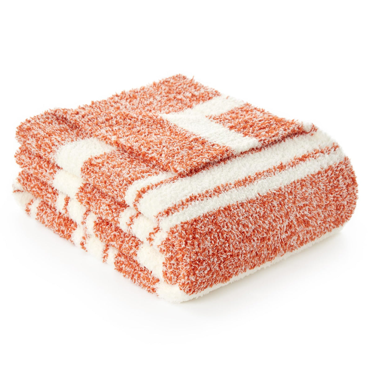 Snuggle Sac Orange Throw Blanket For Couch, Reversible Super Soft Blankets Warm Cozy Knit Fuzzy Plush Lightweight For Sofa, Bed,