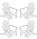 Kingyes Folding Adirondack Chair Set Of 4, Hdpe All-Weather Folding Adirondack Chair, White