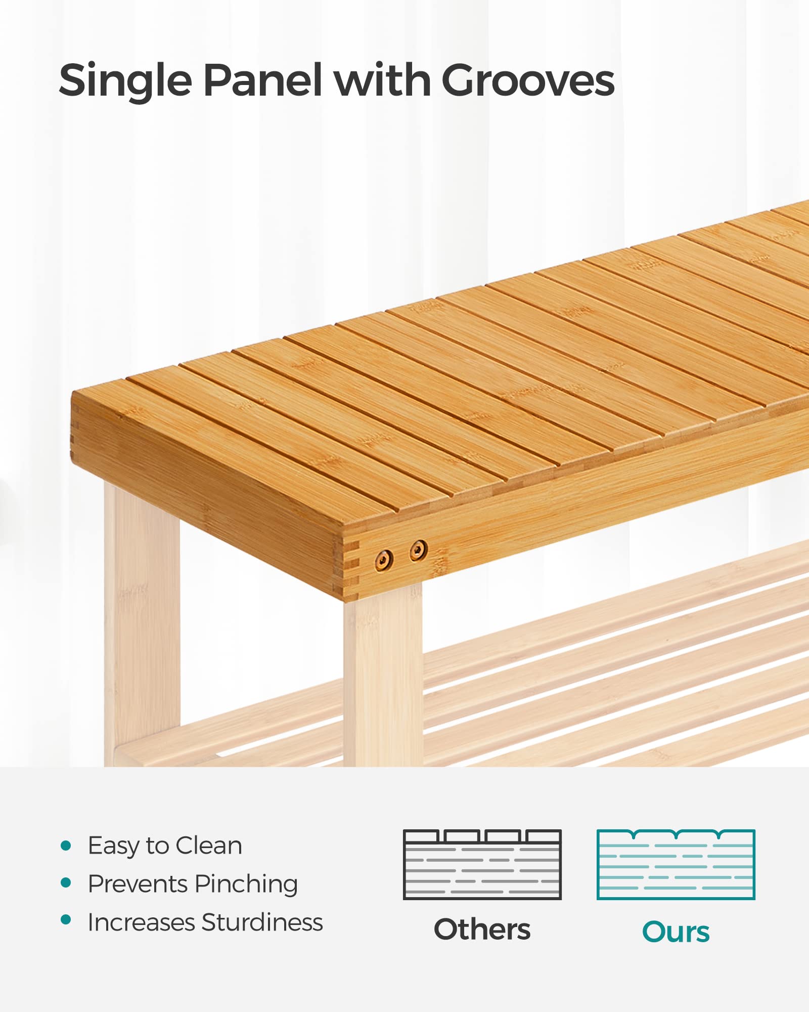 Songmics 2-Tier Shoe Bench Organizing Rack Entryway Storage Shelf 100% Bamboo Ulbs04N