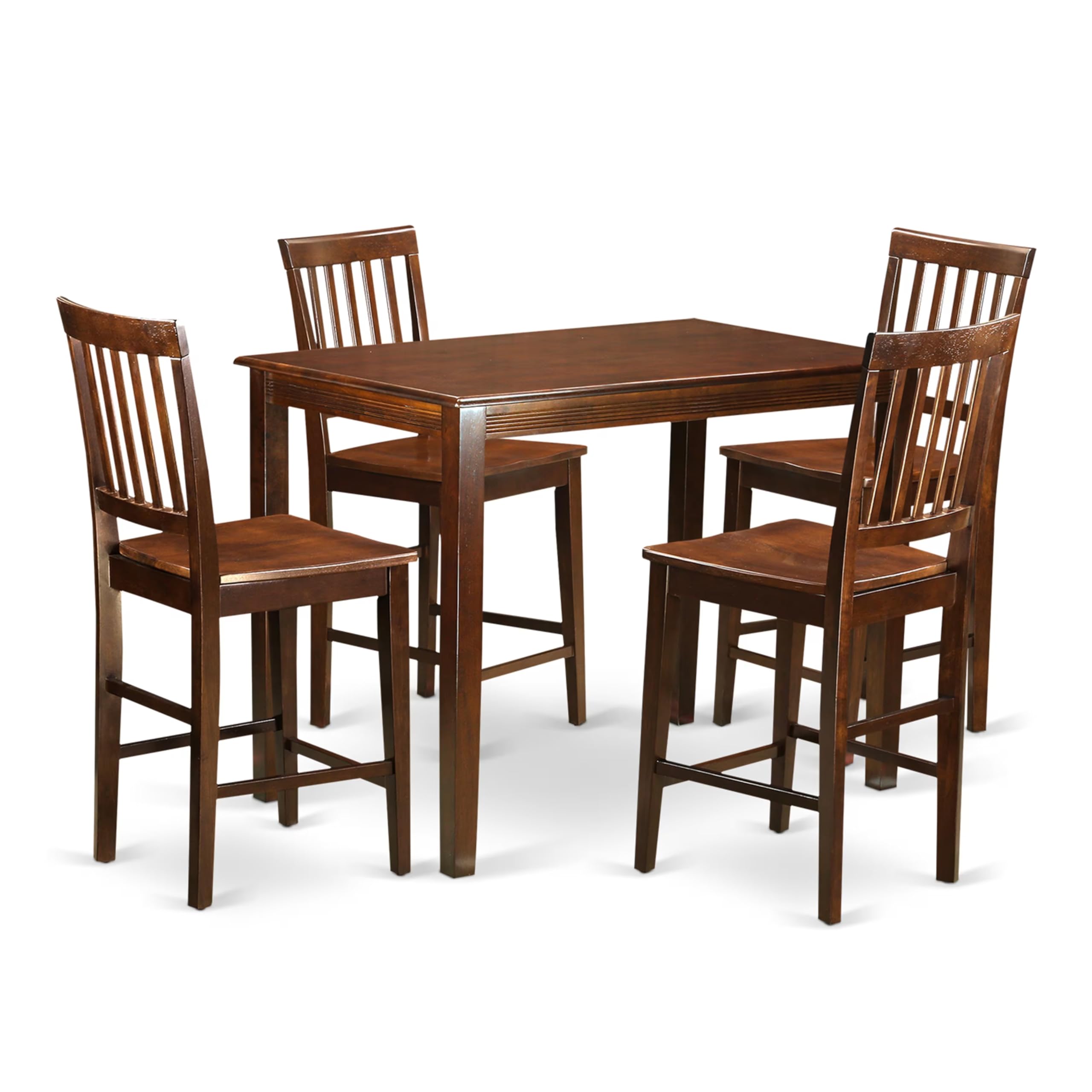 East West Furniture YAVN5-MAH-W 5 Piece Counter Height Dining Set Includes a Rectangle Dinette Table and 4 Kitchen Dining Chairs, 30x48 Inch, Mahogany