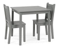 Humble Crew Kids Wooden Table and 2 Chairs Set, Grey - Square Kids Table and Chair Set for Toddlers and Children for Arts, Craft