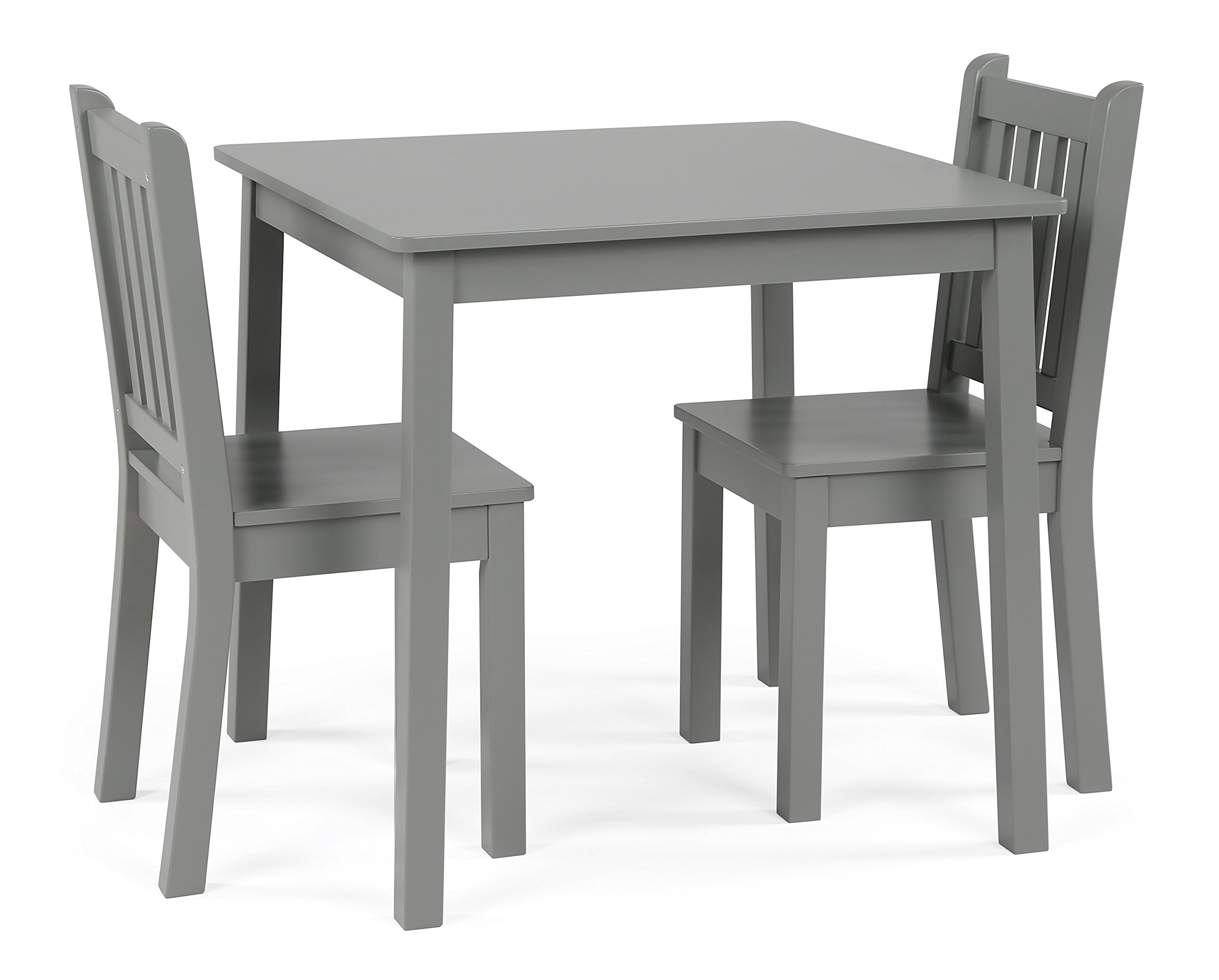Humble Crew Kids Wooden Table and 2 Chairs Set, Grey - Square Kids Table and Chair Set for Toddlers and Children for Arts, Craft