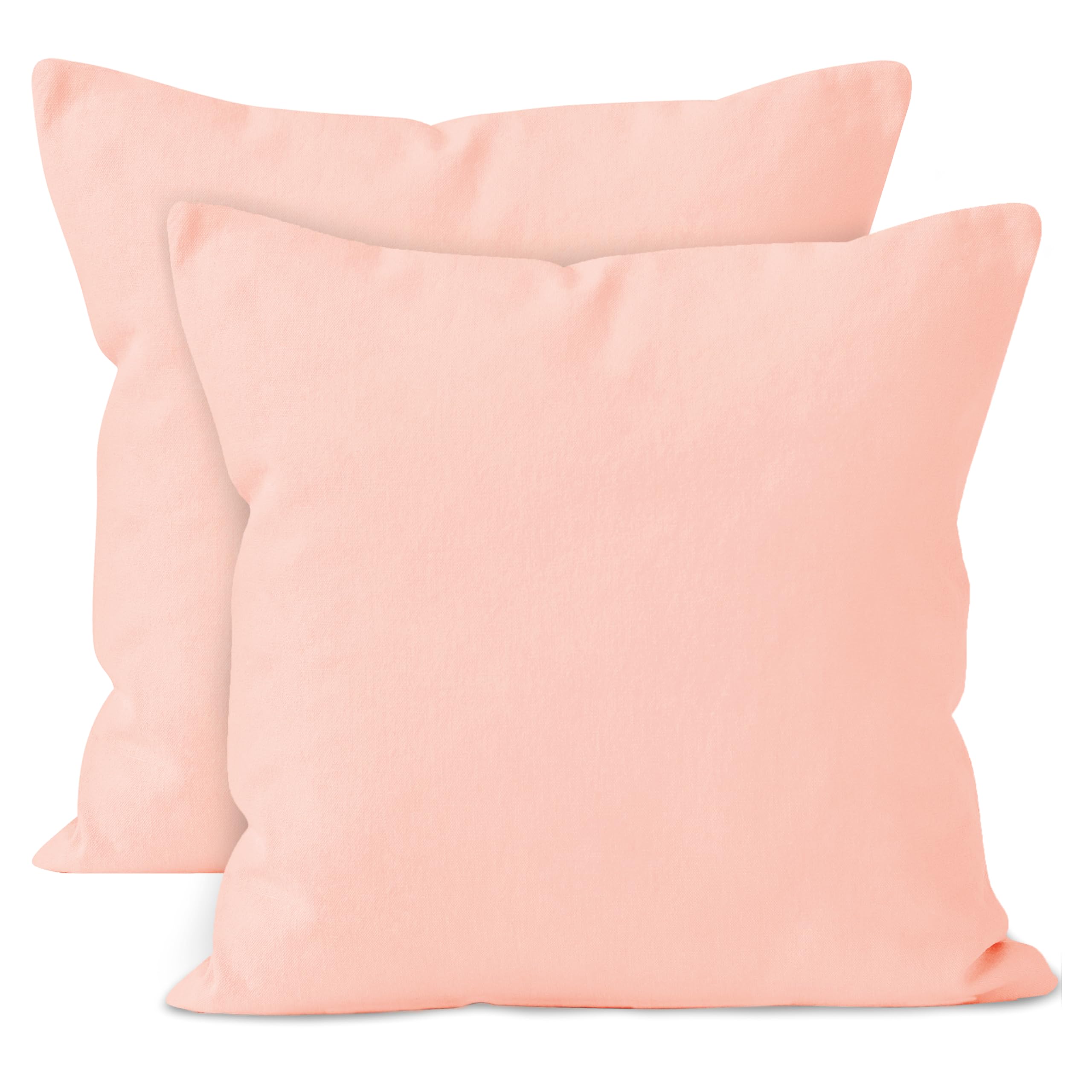 Encasa Xo Throw Pillow Covers 18X18 In Set Of 2 Powder Pink | No Inserts | Cotton Pillow Covers For Living Room, Bed, Sofa, Couc