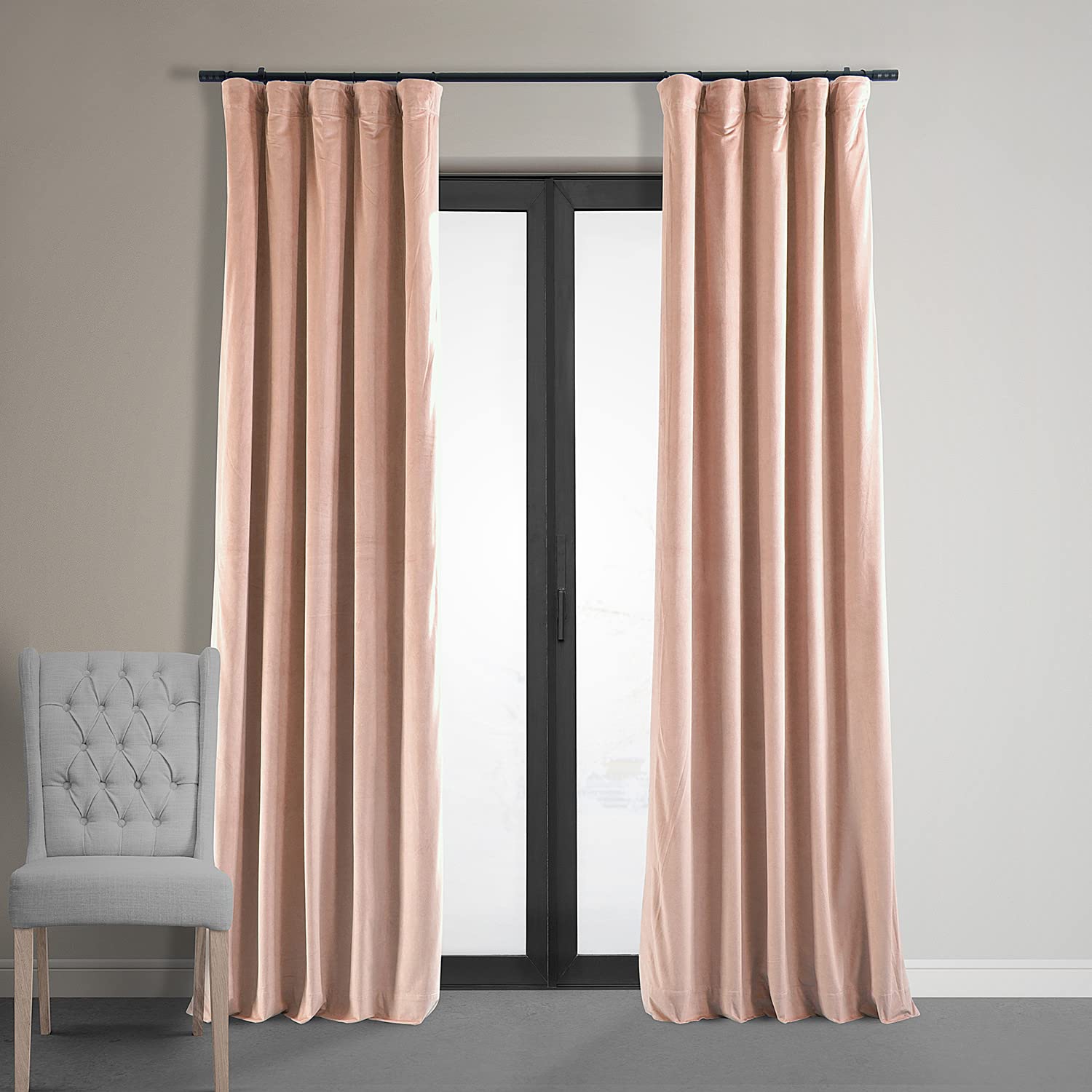 Hpd Half Price Drapes Signature Velvet Thermal Blackout Curtains For Living Room 96 Inch Long (1 Panel) Rod Pocket Insulated Blackout Curtains For Bedroom Window Curtains, 50W X 96L, Rosey Dawn