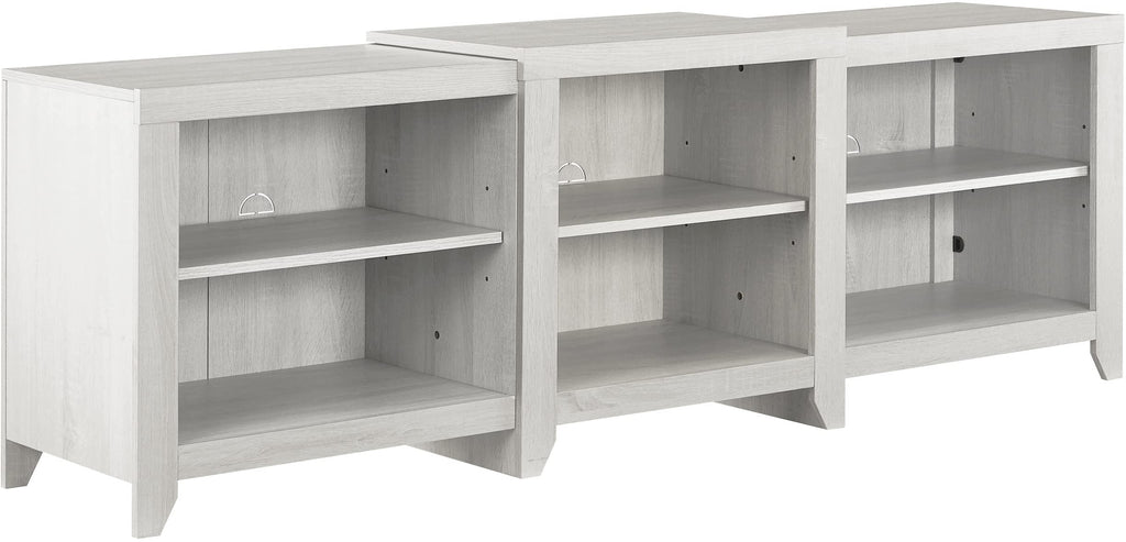 Crosley Furniture Ronin Low Profile Tv Stand For 75+ Inch Tvs, Entertainment Center With Storage Shelves, Whitewash
