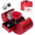 Preserved Real Rose with I love you Necklace 100 Languages, Gifts for Girlfriend, Women, Mom, Wife, Gifts Idea on Christmas, Val