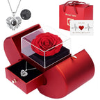 Preserved Real Rose with I love you Necklace 100 Languages, Gifts for Girlfriend, Women, Mom, Wife, Gifts Idea on Christmas, Val