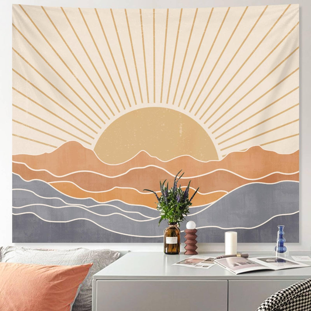 Apdidl Boho Tapestry Wall Hanging for Bedroom Aesthetic, Bohemian Vintage 70s Rainbow Sun Tapestries for Living Room, Retro Hipp