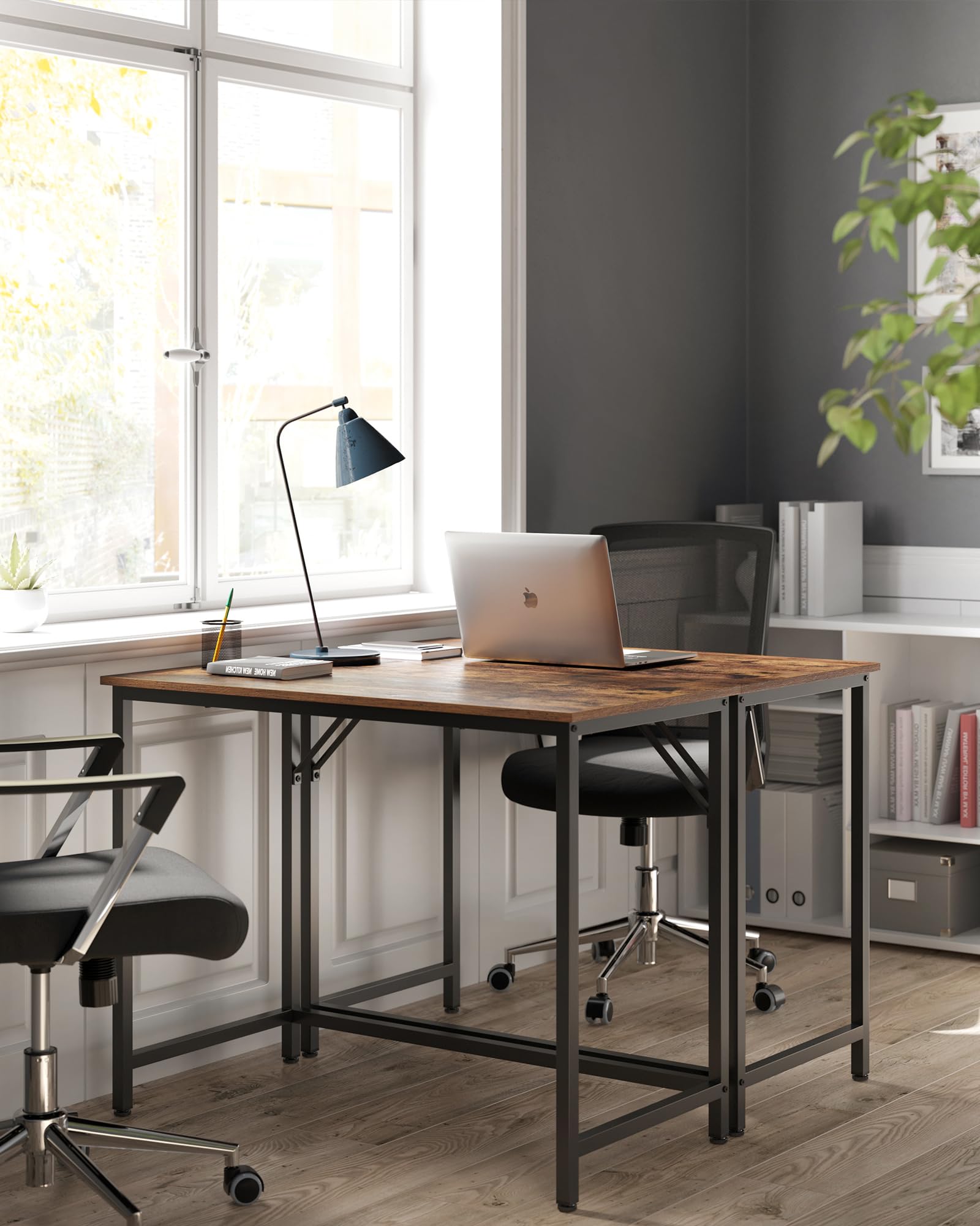 Vasagle Computer Desk, Gaming Desk, Home Office Desk, For Small Spaces, 19.7 X 39.4 X 29.5 Inches, Industrial Style, Metal Frame, Rustic Brown And Black Ulwd41X