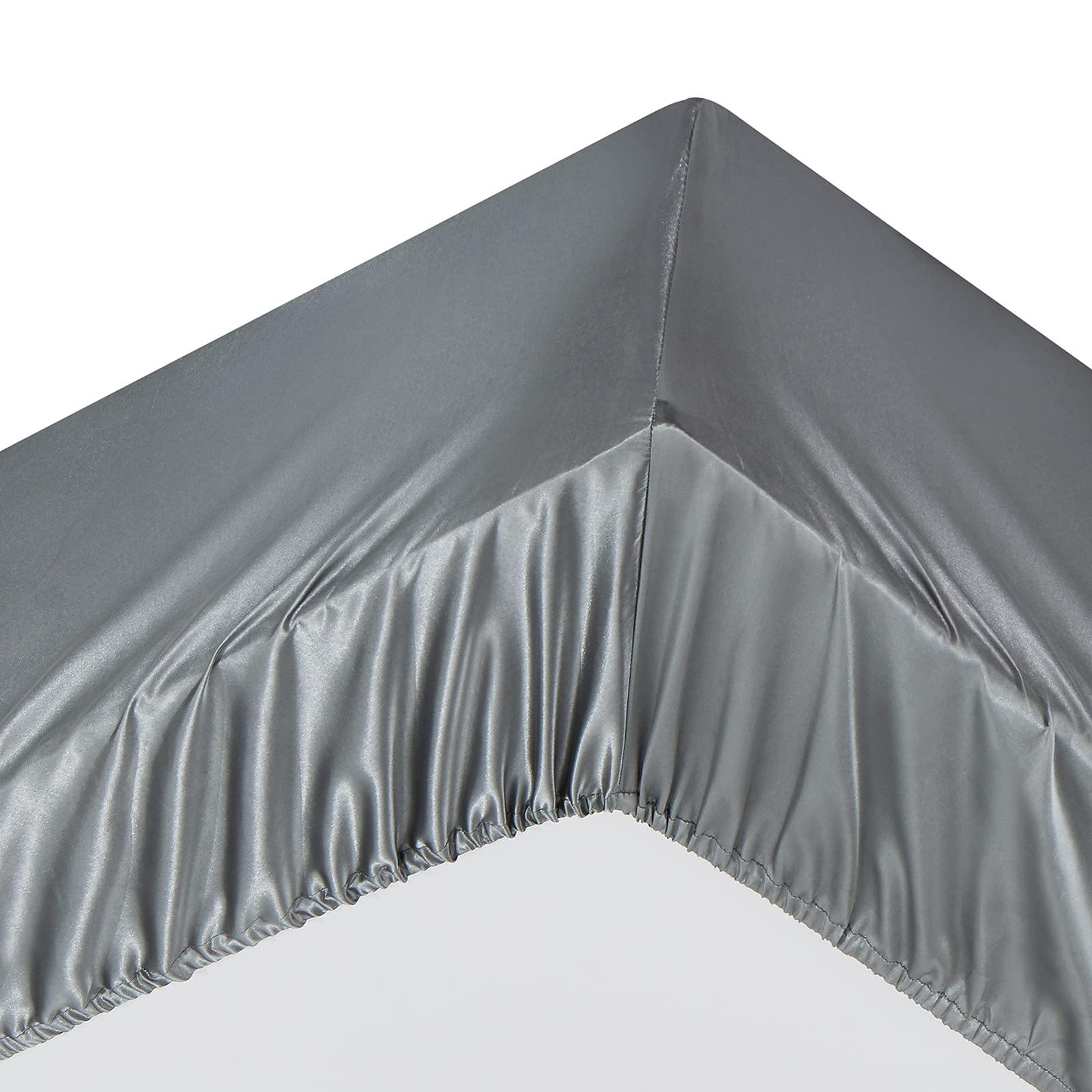 Ersmak 7 Pieces Satin Sheets Set King Size, Luxury Silky Grey Satin Bed Sheets Set With 1 Deep Pocket Fitted Sheet, 1 Soft Flat