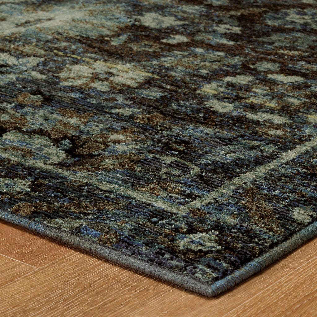 HomeRoots 510082 6 x 9 ft. Navy & Blue Oriental Power Loom Stain Resistant Rectangle Area Rug