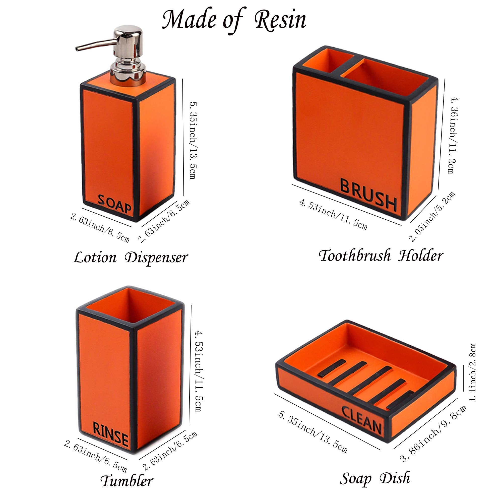 Hymmah Bathroom Accessories Set,Toothbrush Holder,Farmhouse Bathroom Decor,4 Pcs Resin Gift Set Apartment Necessities, Contain T