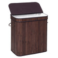 SONGMICS Laundry Hamper with Lid, Bamboo Launry Basket with Handles, Foldable Storage Basket for Laundry Room, Bedroom, 100L, Br