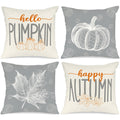 Ywlake 14X14 Fall Pillow Covers Set Of 4, Hello Pumpkin Decorative Holiday 14 X 14 Autumn Cushion Covers Thanksgiving Pillow Cas