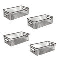 Metal Farmhouse Wire Grid Food Storage Organizer Basket | Kitchen Pantry Basket Bin For Cabinets, Cupboards, Shelves, CounterTo