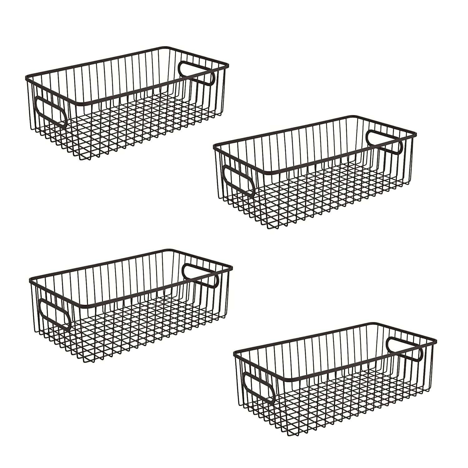 Metal Farmhouse Wire Grid Food Storage Organizer Basket | Kitchen Pantry Basket Bin For Cabinets, Cupboards, Shelves, CounterTo