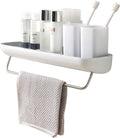 TORMUND Self Adhesive Bathroom Shelf Shower Caddy Kitchen Storage Rack with Towel Bar Kitchen Storage Basket Bathroom Shelves St