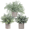 Winlyn Mini Potted Plants Artificial Flocked Eucalyptus Boxwood Rosemary Greenery in Pots Faux Potted Herbs Small Houseplants 8.