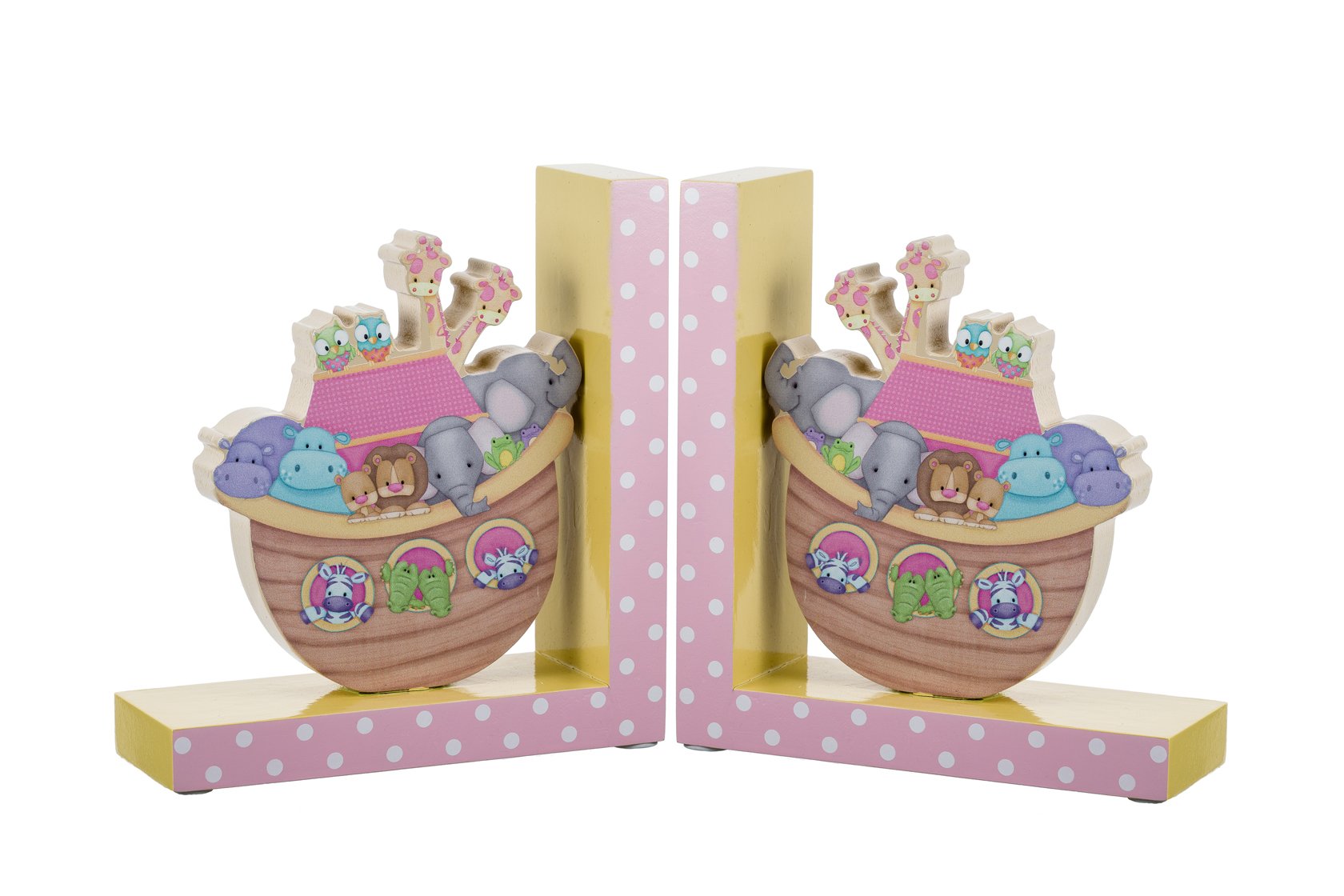 Borders Unlimited Noah's Pastel Pairs The Ark Wooden Children's Bookends, Multicolor