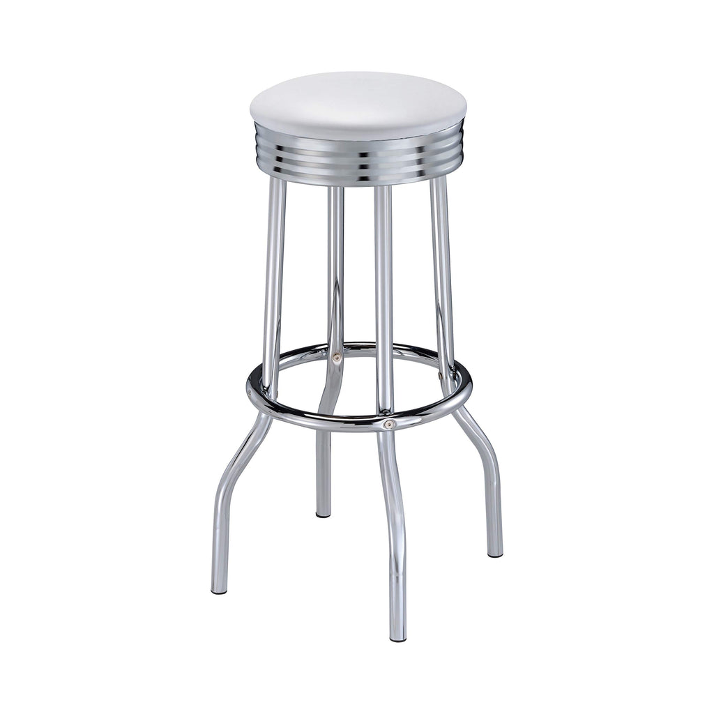 Coaster Home Furnishings Theodore Upholstered Top Bar Stools White And Chrome (Set Of 2)
