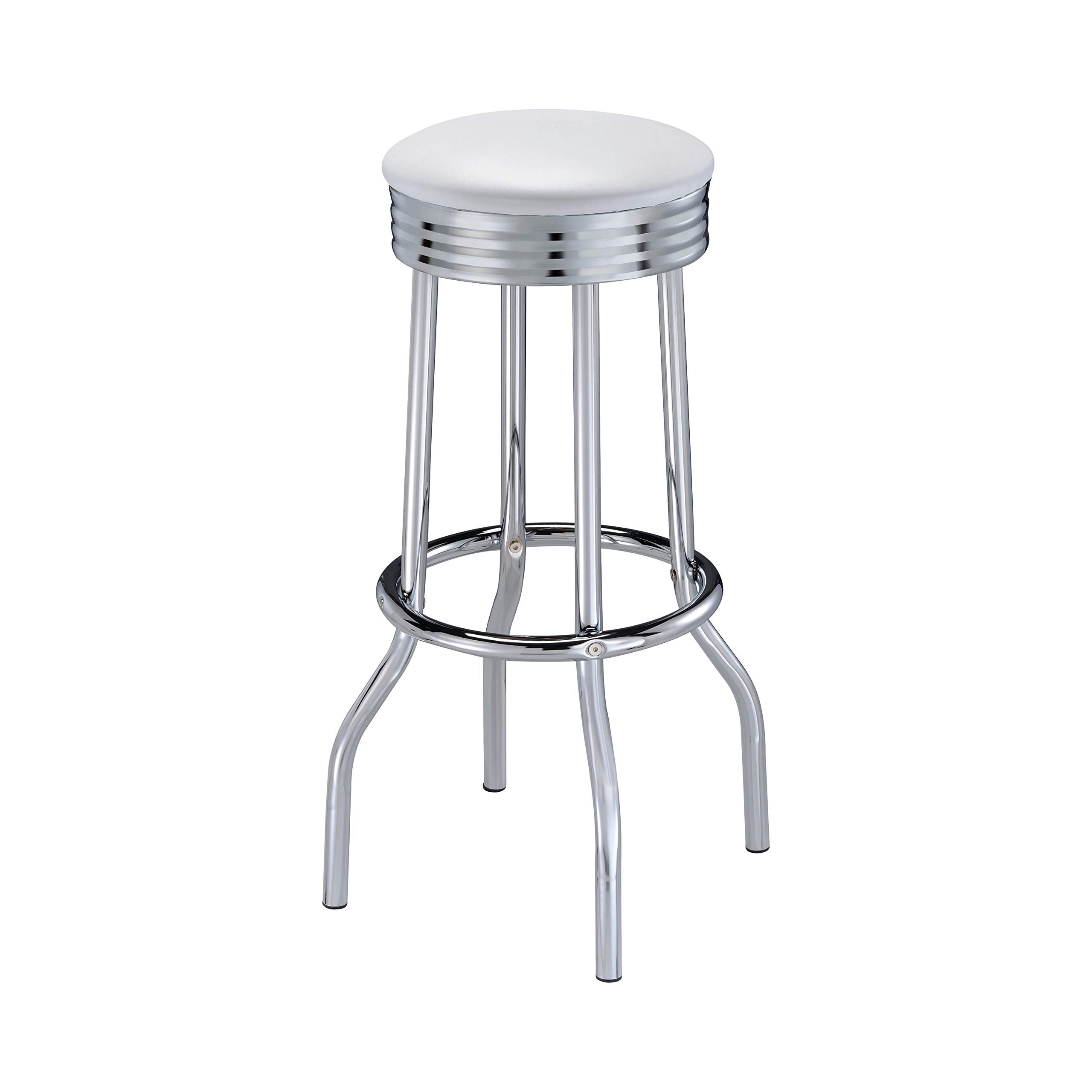 Coaster Home Furnishings Theodore Upholstered Top Bar Stools White And Chrome (Set Of 2)