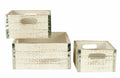 wald imports - Set of 3 Distressed White-Washed Wooden Crates for Storage - Decorative Wooden Crate Set for Home Decoration & Di