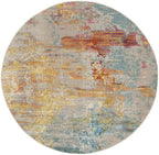 HomeRoots 527672 10 ft. Green Abstract Power Loom Round Area Rug