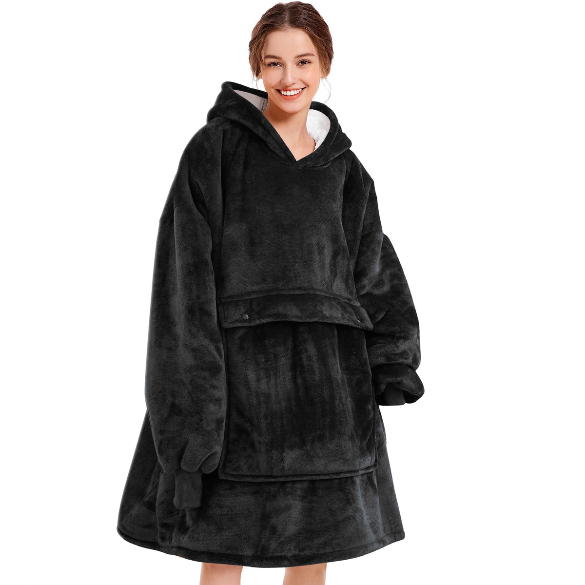 Blanket Hoodie Women & Men,Premium Sherpa Fleece Oversized Hoodie Blanket With Giant Pocket For Women,Super Cozy And Big Wearabl