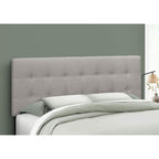 Monarch Specialties Queen Bed Headboard, Upholstered Linen Look in Grey, Transitional Style for Bedroom