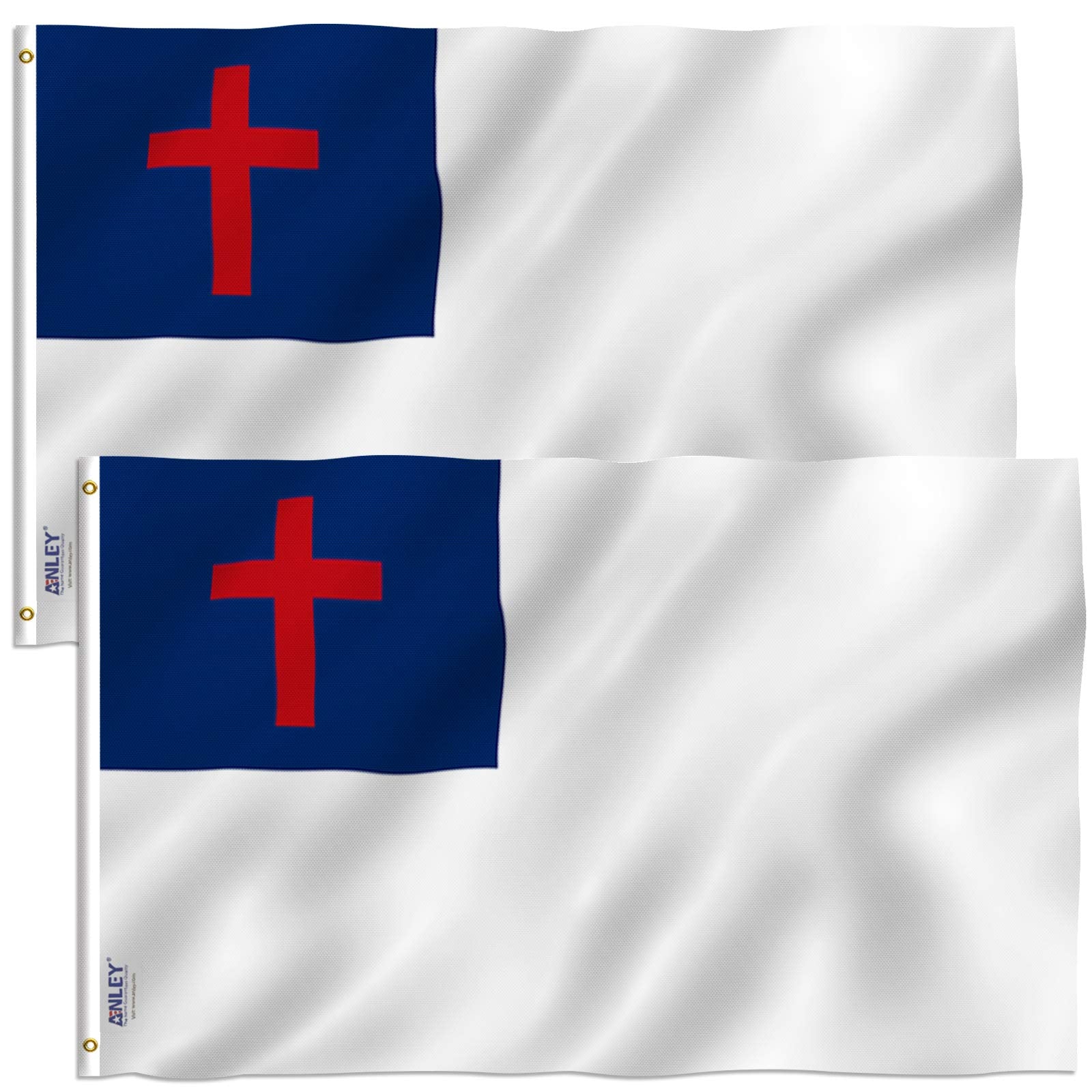 Anley Pack Of 2 Fly Breeze 3X5 Foot Christian Flag - Vivid Color And Fade Proof - Canvas Header And Double Stitched - Religious