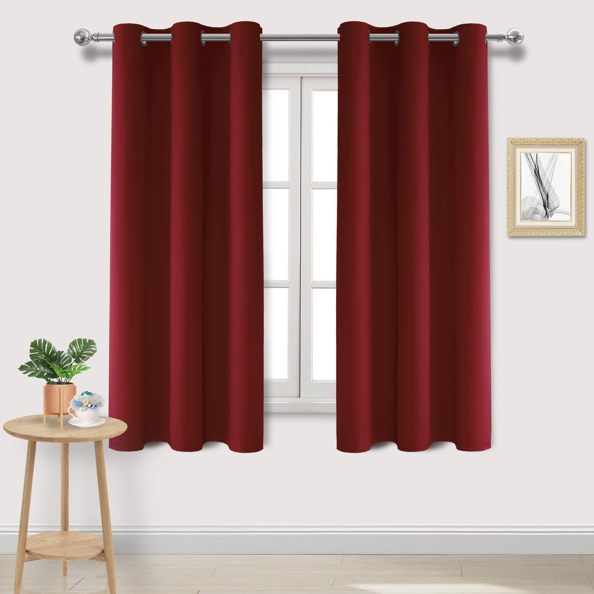 Dwcn Burgundy Blackout Curtains For Living Room, Bedroom Curtains 72 Inch Length, Solid Room Darkening Curtains For Living Room