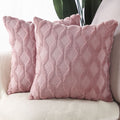 Madizz Set Of 2 Soft Plush Short Wool Velvet Decorative Throw Pillow Covers 26X26 Inch Pink Square Luxury Style Cushion Cases Eu