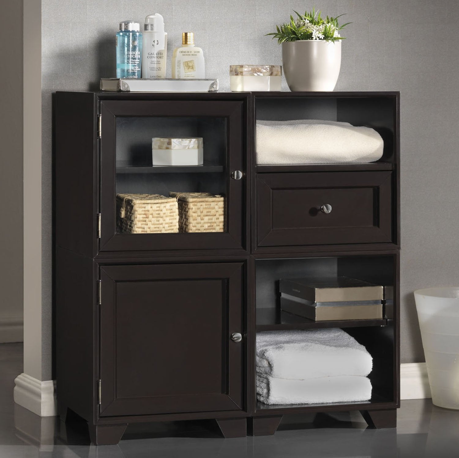 Baxton Studio Alaska Modular Storage Cabinet, Dark Brown