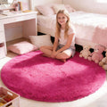 yulidayang Fluffy Round Area Rugs for Bedroom,Hot Pink 3Ft Shag Circle Area Rugs for Living Room,Non Slip Fuzzy Plush Rug for Ki