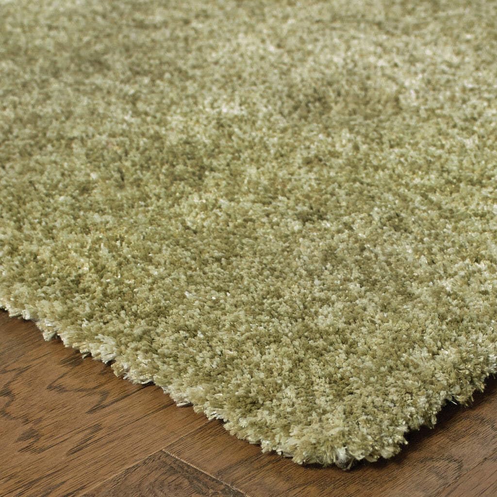 HomeRoots 508985 10 x 13 ft. Shag Tufted Handmade Stain Resistant Rectangle Area Rug Olive Green