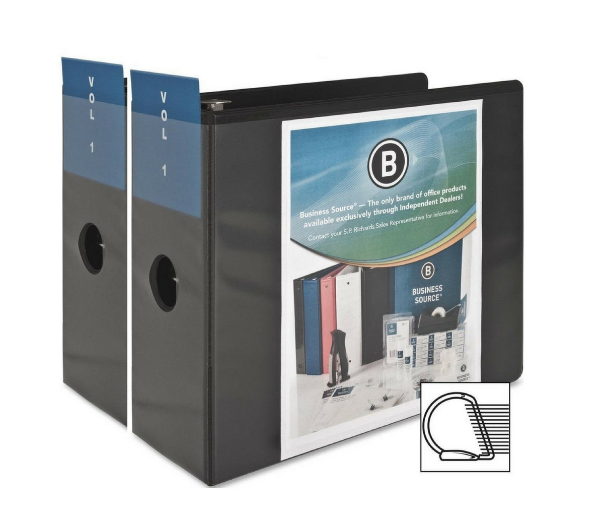 Business Source 2 Pack,Office Binder 5-Inch Slant D-Ring View Binder - Black (Bsn28451)
