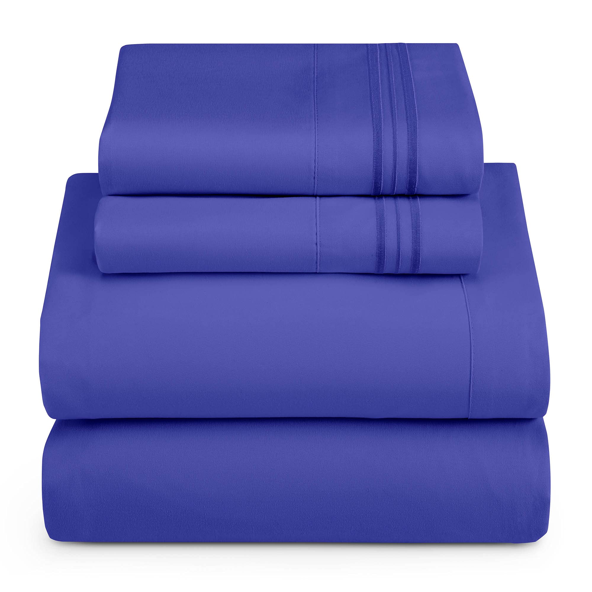 Hearth & Harbor Rv Short Queen Size Sheets - 4 Piece Bed Sheet Set, Hotel Luxury Double Brushed Bed Sheets - Extra Soft Bedding Sheets & Pillowcases, Short Queen, Royal Blue