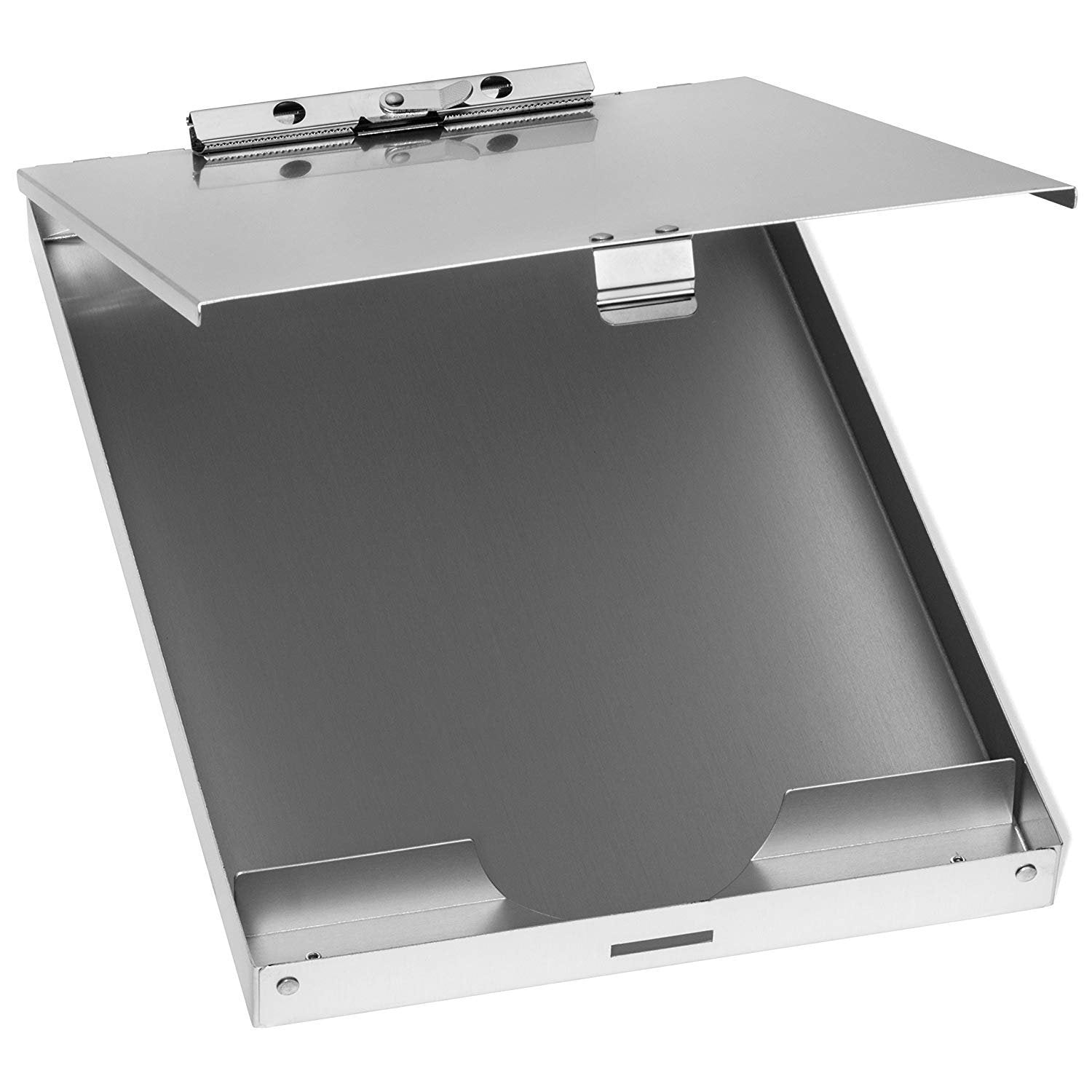 Blue Summit Supplies Aluminum Storage Clipboard, 1 Compartment, Clip For Letter Paper, Great For Office, Jobsite Or Classroom