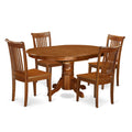 East West Furniture AVPO5-SBR-W Avon 5 Piece Room Set Includes an Oval Kitchen Table with Butterfly Leaf and 4 Dining Chairs, 42x60 Inch