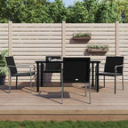 vidaXL 5-Piece Patio Dining Set with Cushions, Weather-Resistant PE Rattan and Stable Steel Frame, Tempered Glass Tabletop, Comfortable Seating for Patio, Garden, Outdoor Living Space