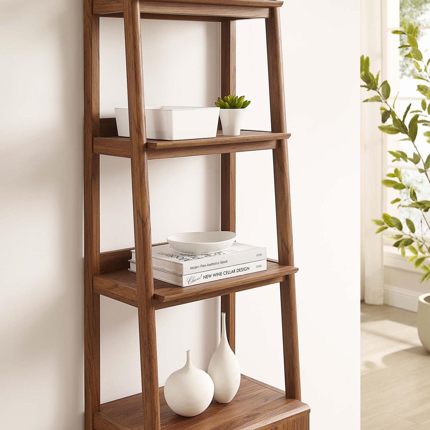 Modway 21&Quot; Bookshelf Display Case In Walnut