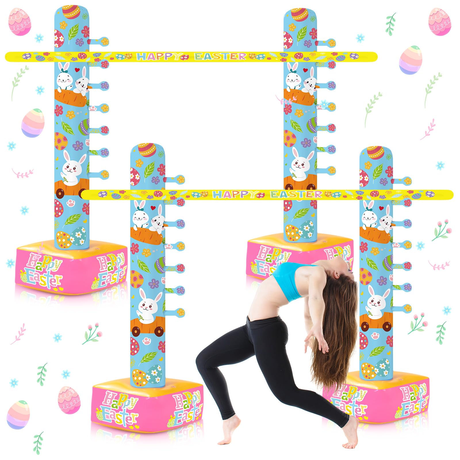 VioraWhite 1 Pc Valentine s Day Inflatable Limbo Game for Adults 59 Inch Happy Valentine s Day Limbo Party Outdoor Game Set In