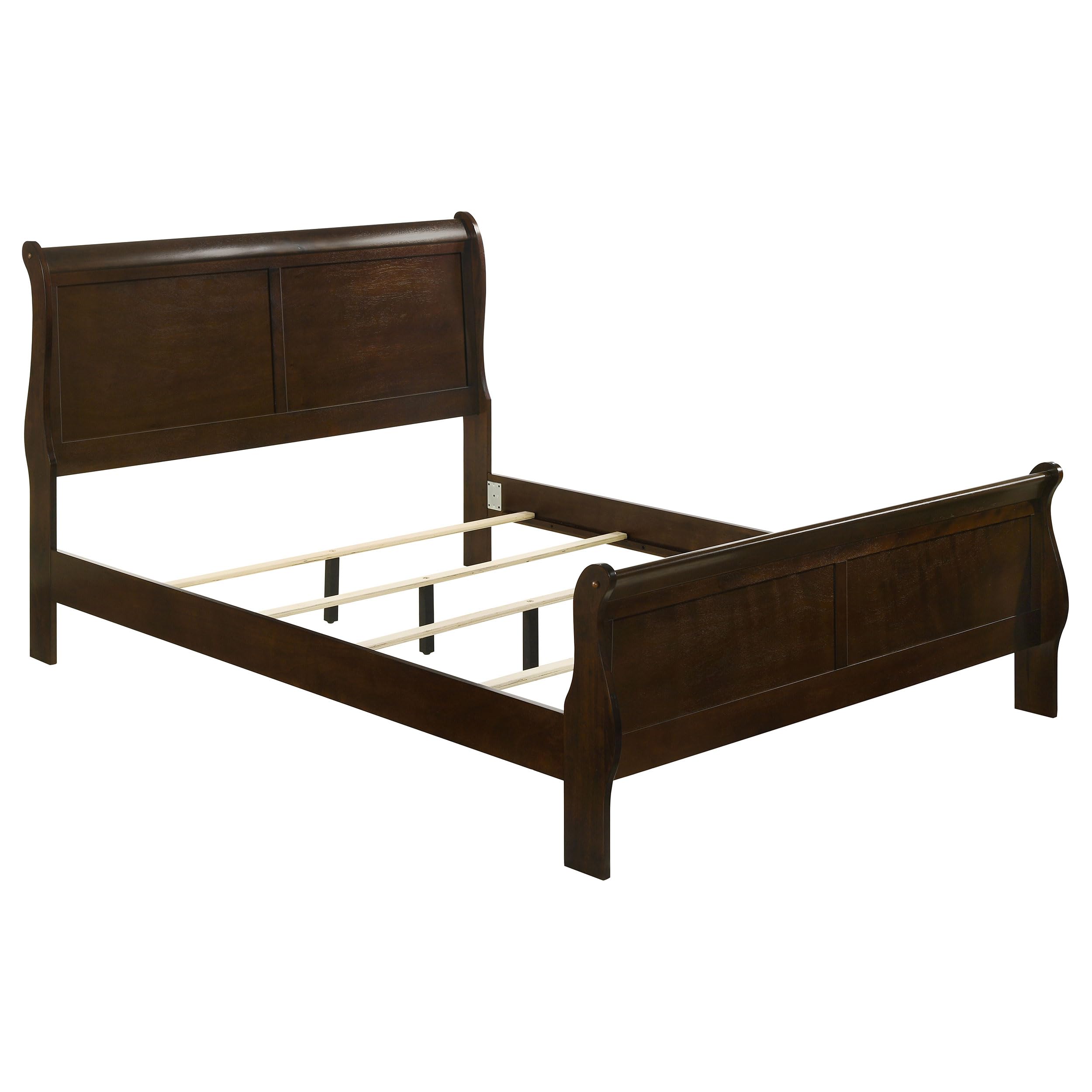 Coaster Home Furnishings Louis Philippe Traditional Bedroom Wooden Eastern King Size Sleigh Bed Frame 47-Inch Panel Headboard Cappuccino Brown 202411Ke