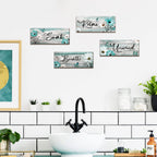 Sunnyray 4 Pcs Farmhouse Bathroom Wall Decor Sign Daisy Tulip Flowers And Butterfly Bathroom Wall Art Relax Soak Unwind Breathe